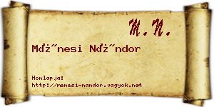 Ménesi Nándor névjegykártya